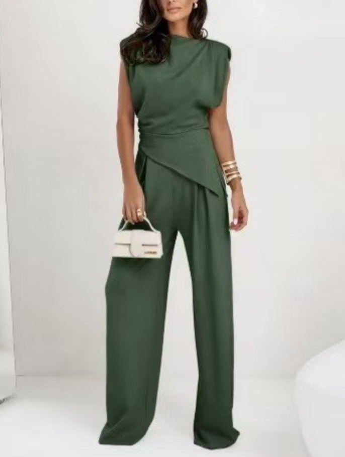 Completo Top Irregolare e Pantaloni a Gamba Larga