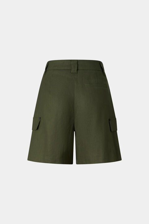 Linen Mix Cargo Shorts Hanny In Olive Green