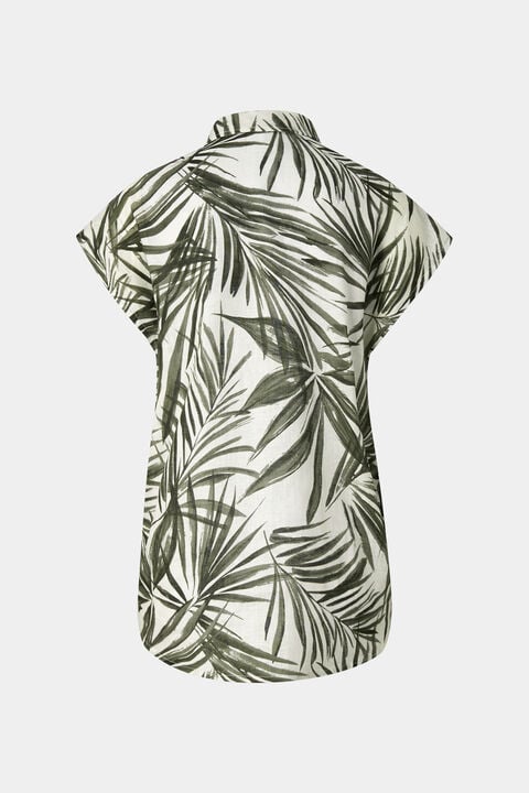 Charlet Linen Blouse In Olive Green/Cream