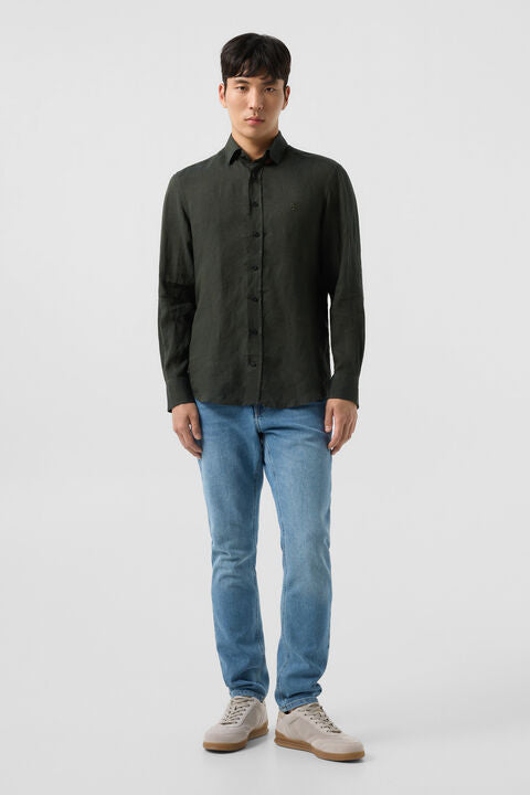 Timi Linen Shirt In Olive Green