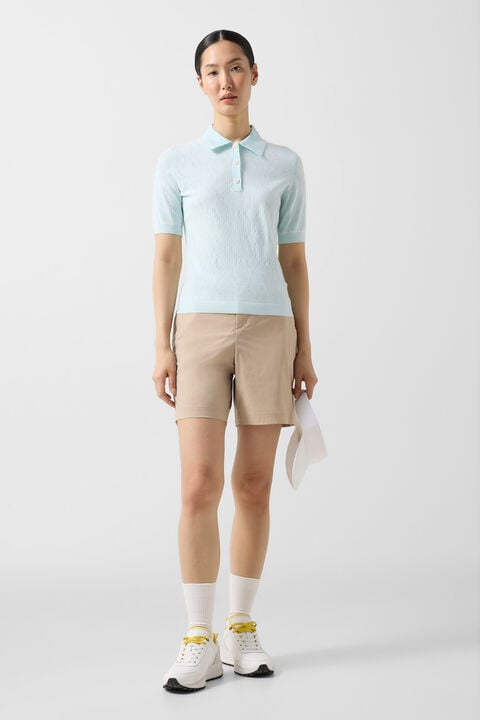 Mandy Knitted Polo Shirt In Light Blue