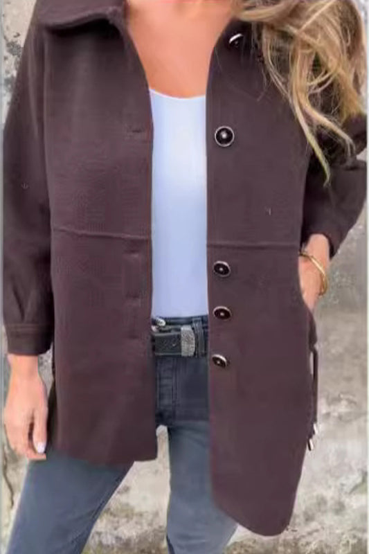 Cappotto Donna Casual Quotidiano Tinta Unita Bottoni Colletto alla Coreana Capospalla