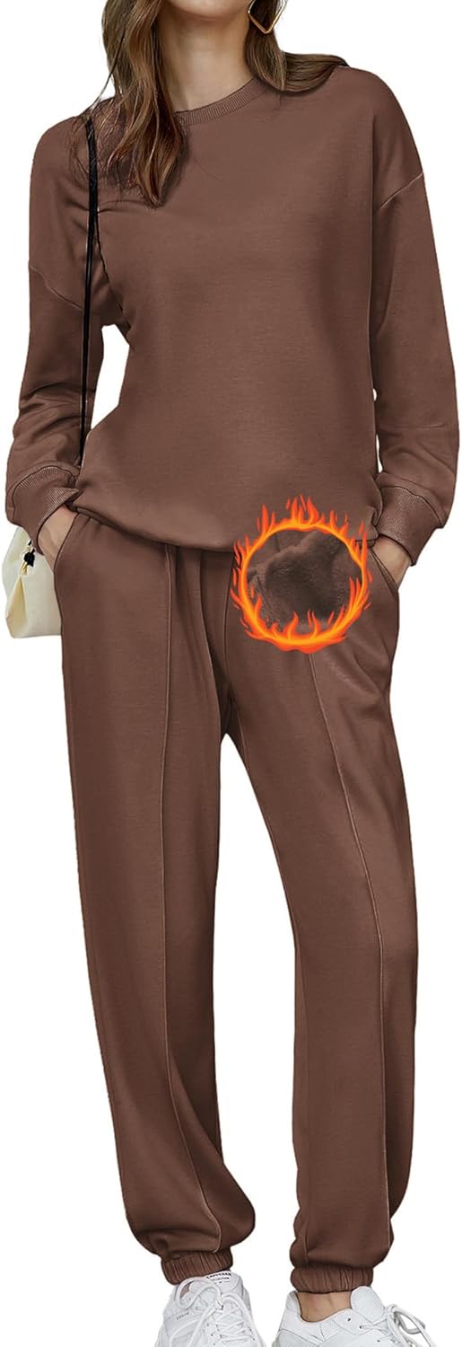 🎄Sconti di Natale🔥Tuta Oversize da Donna a Due Pezzi in Pile, Invernale, con Felpa e Pantaloni della Tuta Foderati in Sherpa