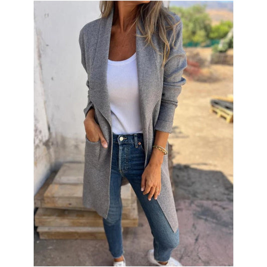 🔥Solo 36 rimasti in magazzino: Cardigan casual con collo a revers e maniche lunghe