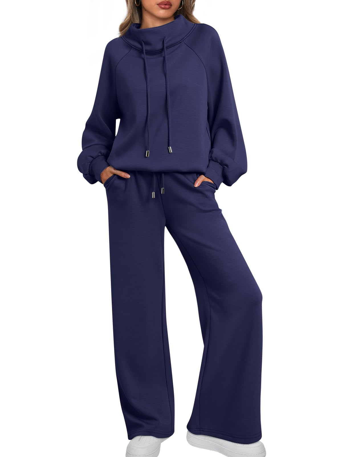 🎄Saldi di Natale 🔥 Tuta casual da donna in due pezzi oversize, con felpa girocollo e coulisse e pantaloni della tuta a gamba larga