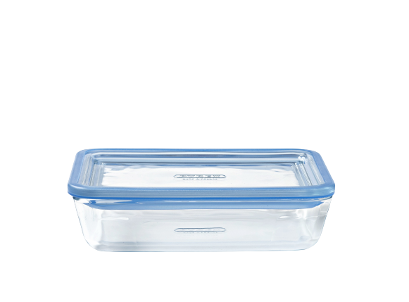 Zero Plastic - Set of 3 storage boxes with rectangular glass lid