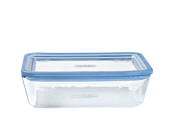 Zero Plastic - Set of 3 storage boxes with rectangular glass lid
