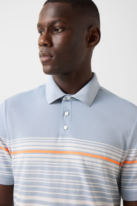 Jannes Polo Shirt In Misty Blue/White/Orange