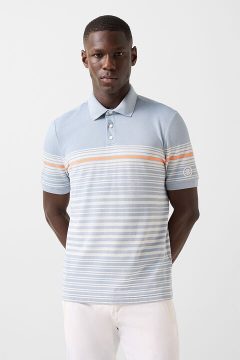 Jannes Polo Shirt In Misty Blue/White/Orange