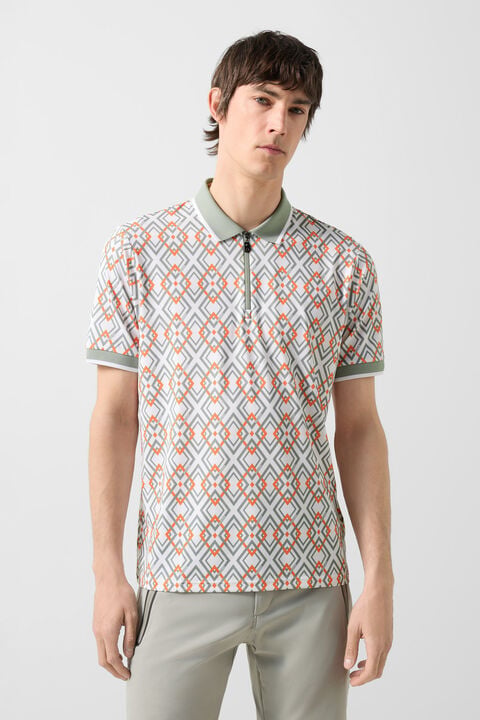 Valentin Functional Short-Sleeved Top In Eucalyptus/Orange/White