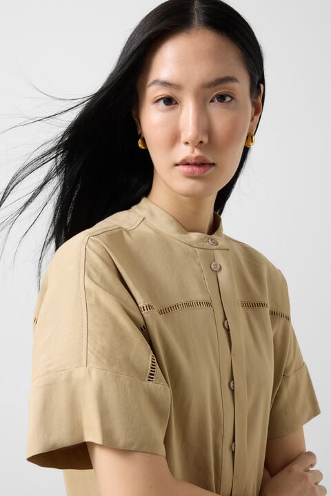 Linen Mix Blouse Cheryl In Camel