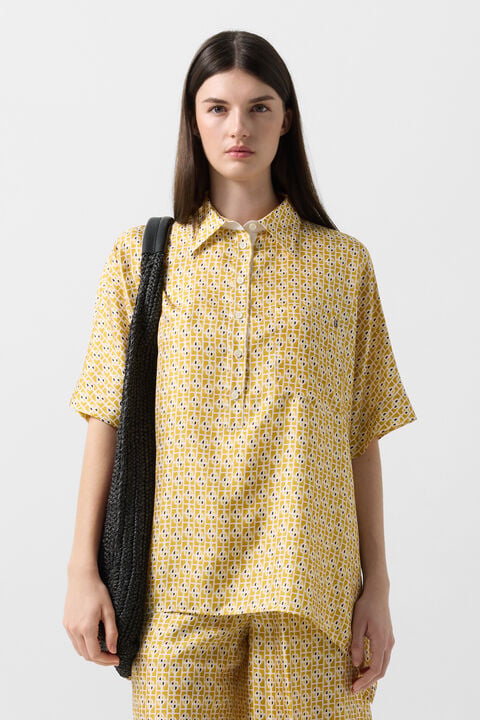 Elvira Silk Blouse In Yellow/Cream