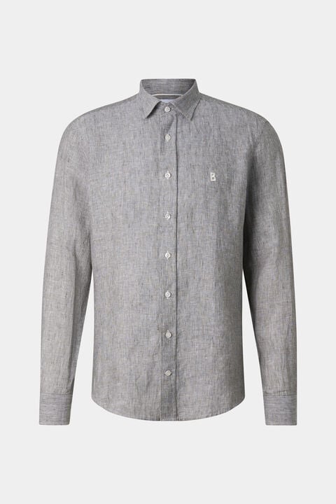 Timi Linen Shirt In Olive Green/White