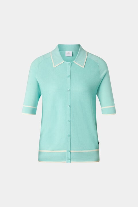 Peaches Silk Knit Jacket In Cyan-Blue