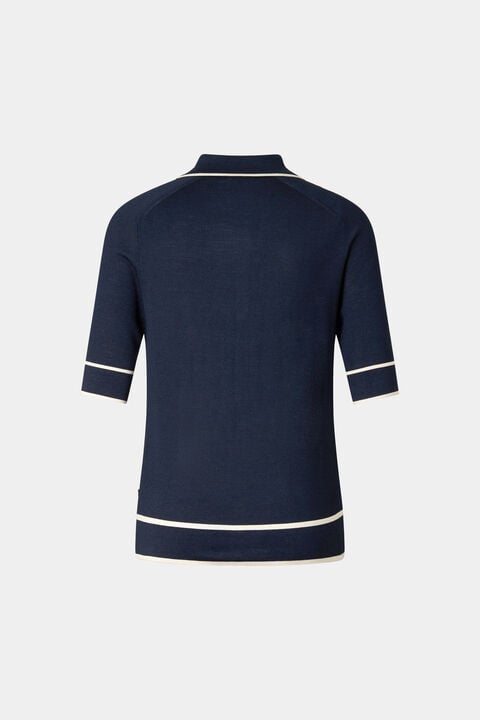 Peaches Silk Knit Jacket In Navy Blue