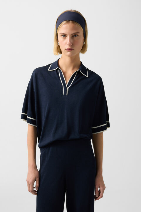 Knitted Shirt Paris In Navy Blue