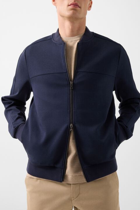 Lennox Jersey Jacket In Navy Blue