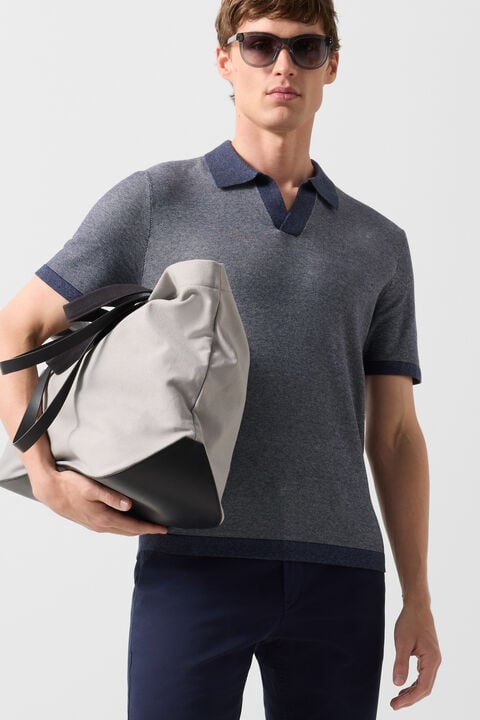 Lyon Knitted Polo Shirt In Navy Blue