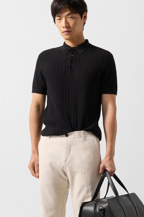 Tobias Knitted Polo Shirt In Black