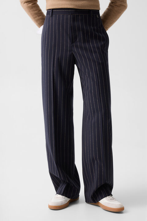 Joya Virgin Wool Trousers In Navy Blue