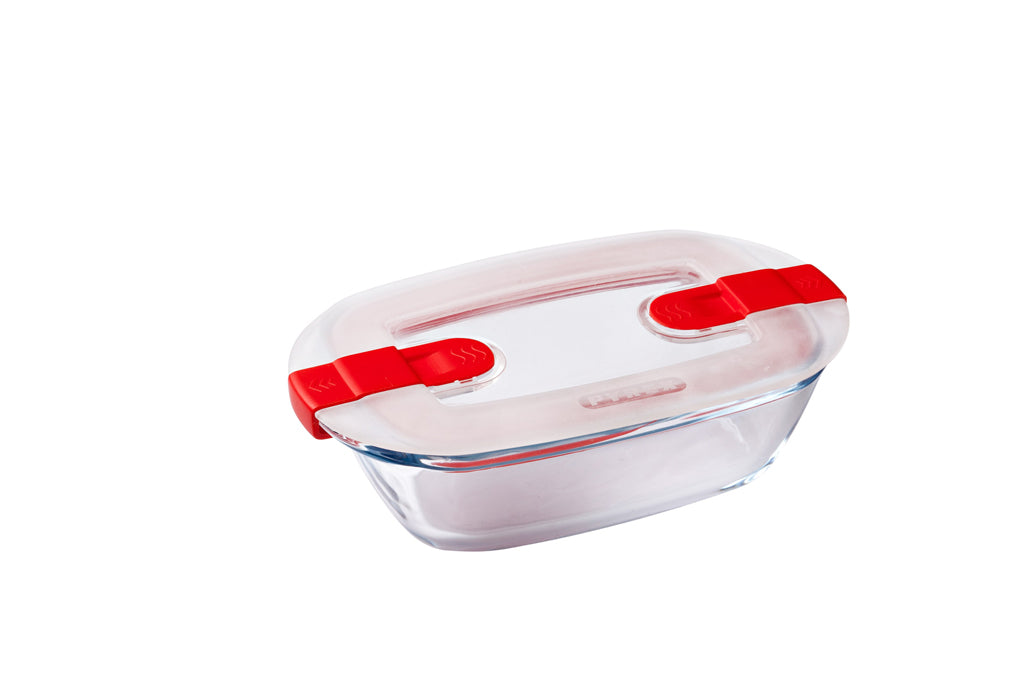 Cook Heat - Set of 5 glass storage tins with steam valve lid