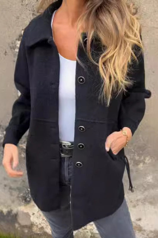 Cappotto Donna Casual Quotidiano Tinta Unita Bottoni Colletto alla Coreana Capospalla