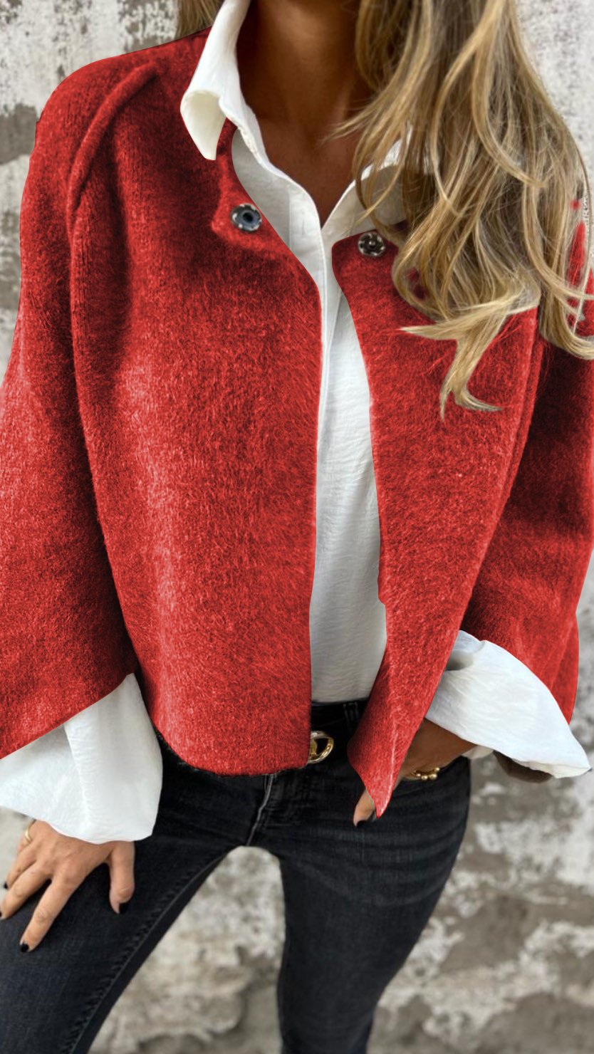 NOVITÀ - SCONTO DEL 50%🔥Cappotto da donna in cotone e lana, girocollo, a maniche lunghe