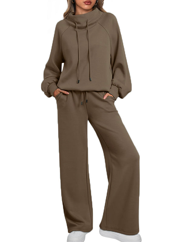 🎄Saldi di Natale 🔥 Tuta casual da donna in due pezzi oversize, con felpa girocollo e coulisse e pantaloni della tuta a gamba larga