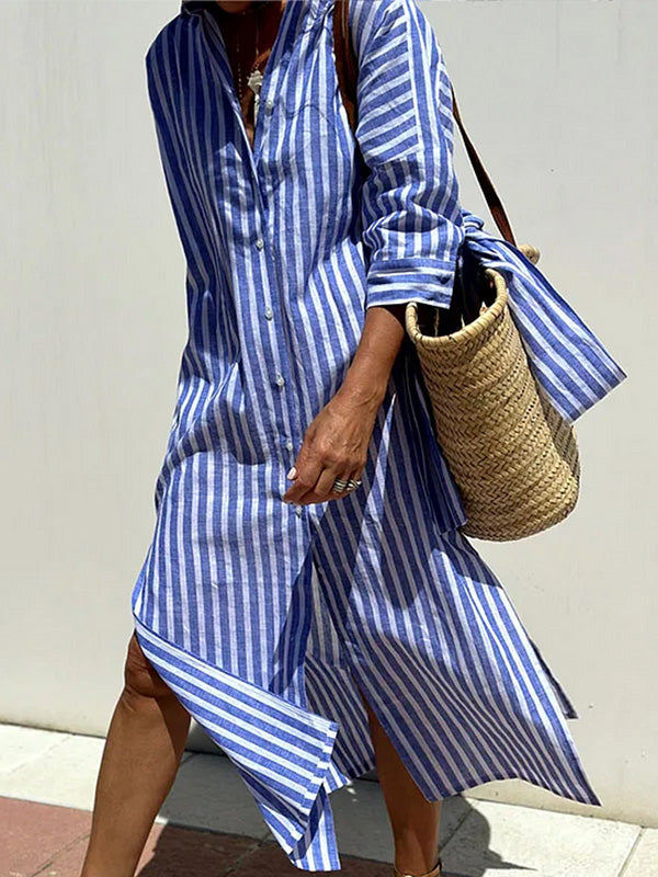 Klassisches gestreiftes Sommer-Hemdkleid