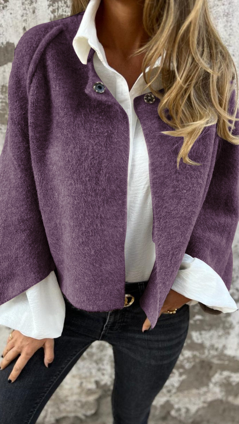 NOVITÀ - SCONTO DEL 50%🔥Cappotto da donna in cotone e lana, girocollo, a maniche lunghe