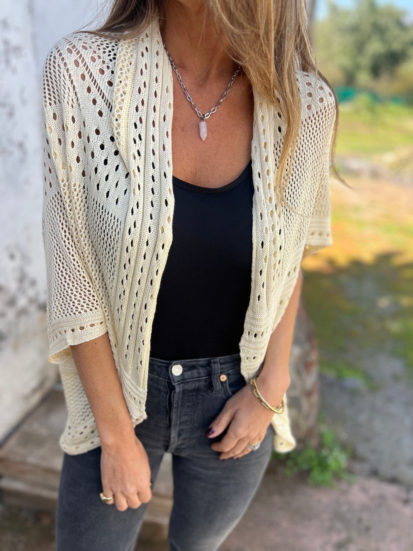 RÄUMUNGSVERKAUF🔥Damen hohler Halbarm-Cardigan