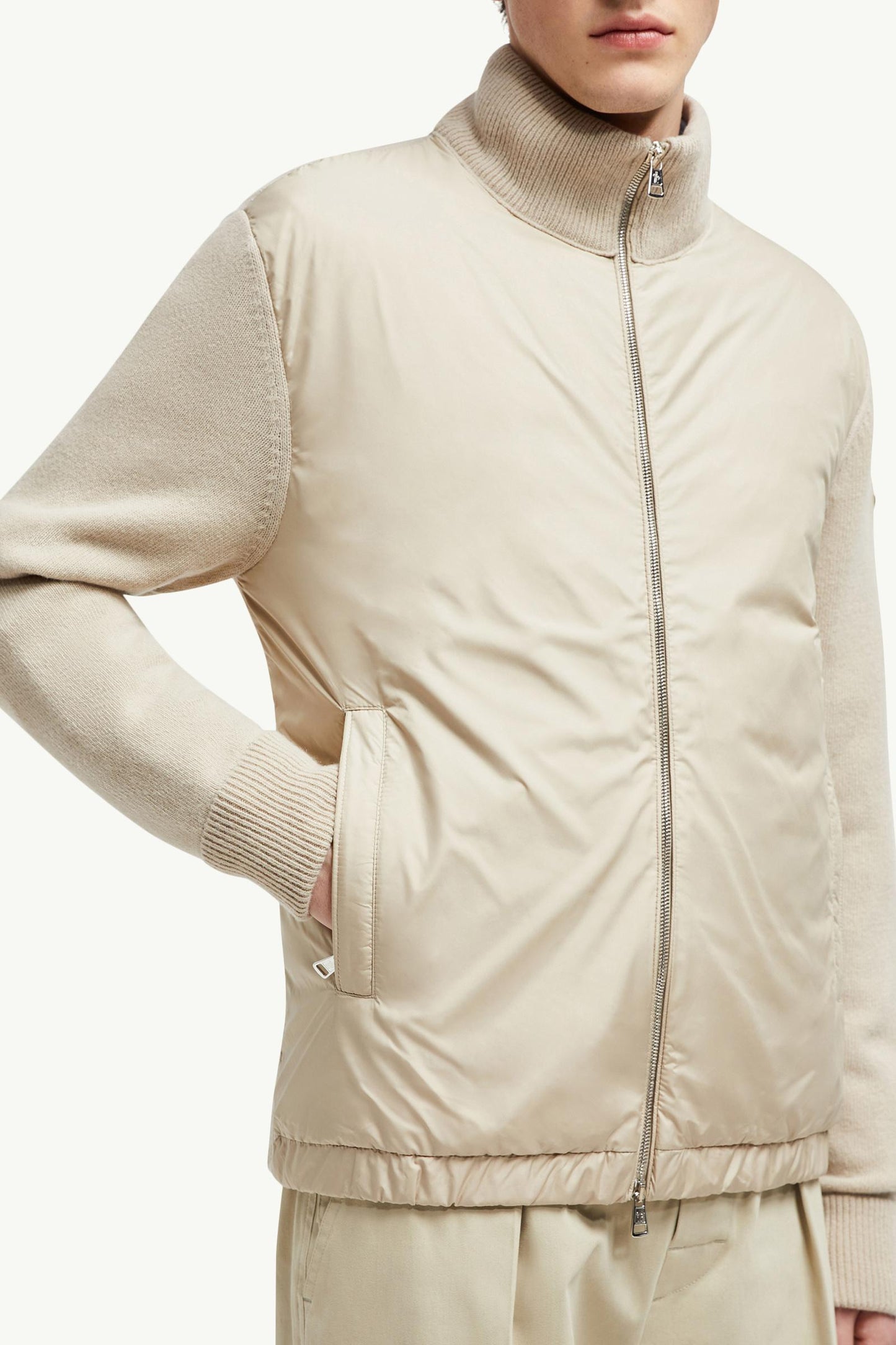 Padded Wool & Cashmere Zip-Up Cardigan