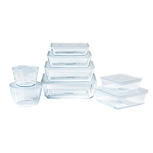 Set of 8 rectangular glass dishes with lids - Cook  Freeze