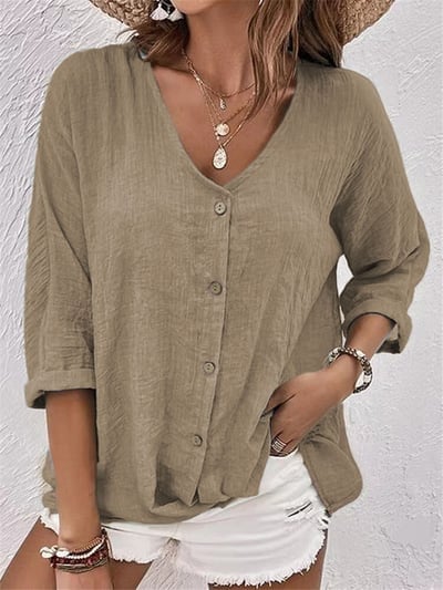 🔥Camicia da donna a maniche lunghe con scollo a V