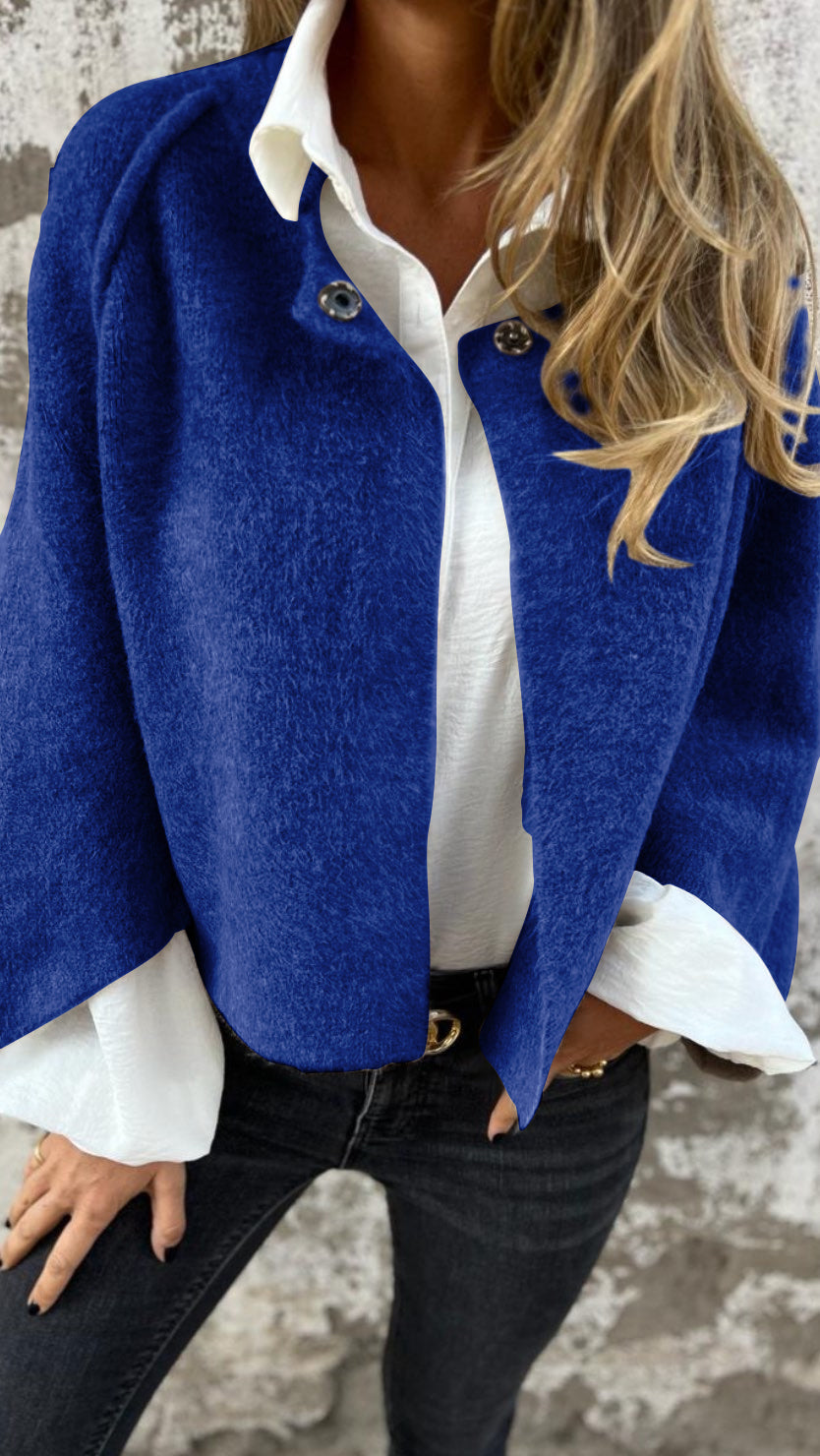 NOVITÀ - SCONTO DEL 50%🔥Cappotto da donna in cotone e lana, girocollo, a maniche lunghe