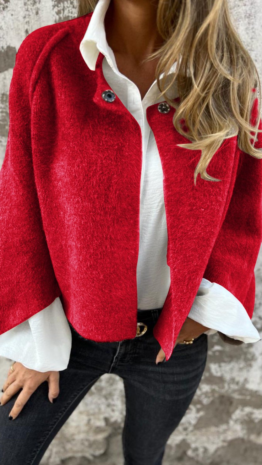 NOVITÀ - SCONTO DEL 50%🔥Cappotto da donna in cotone e lana, girocollo, a maniche lunghe