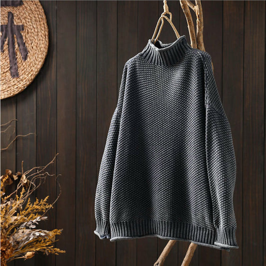Rollkragenpullover mit dreidimensionalem Rautenstrickmuster