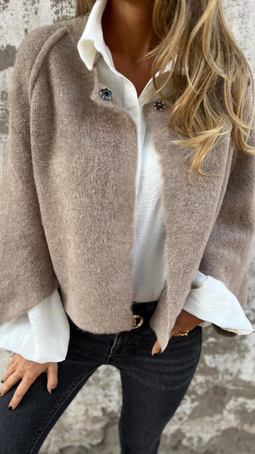 NOVITÀ - SCONTO DEL 50%🔥Cappotto da donna in cotone e lana, girocollo, a maniche lunghe