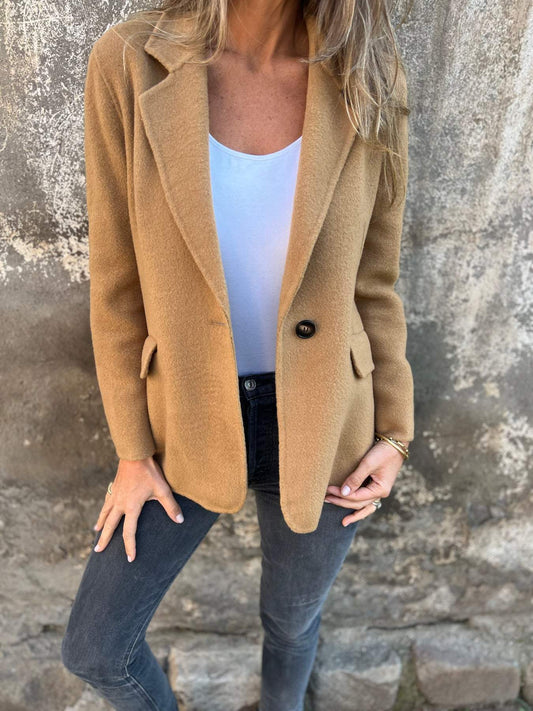 🔥NOVITÀ- 48% DI SCONTO- Giacca casual da donna in cotone con revers e maniche lunghe