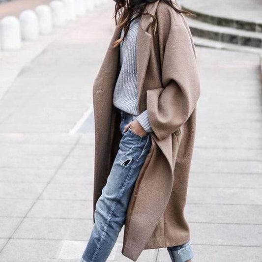 🔥Solo 36 rimasti in magazzino - Cappotto Oversize Retrò Casual Tinta Unita Antivento Caldo