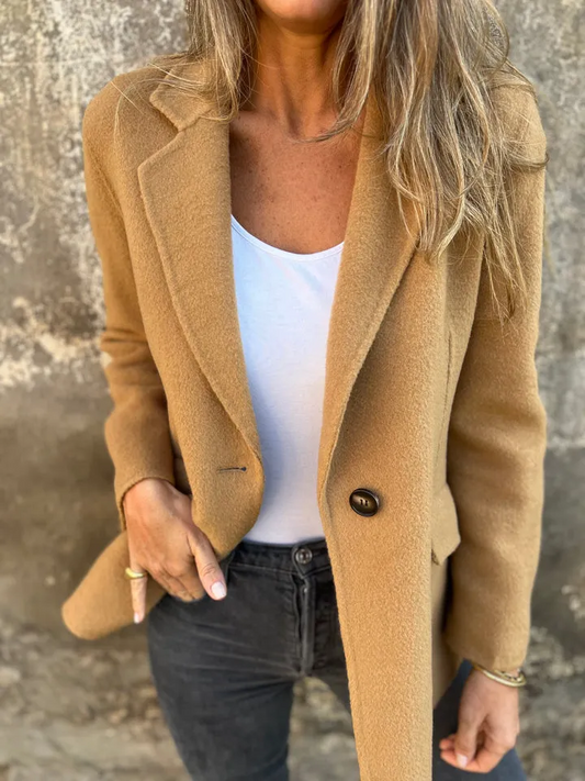 🔥NOVITÀ- 48% DI SCONTO- Giacca casual da donna in cotone con revers e maniche lunghe