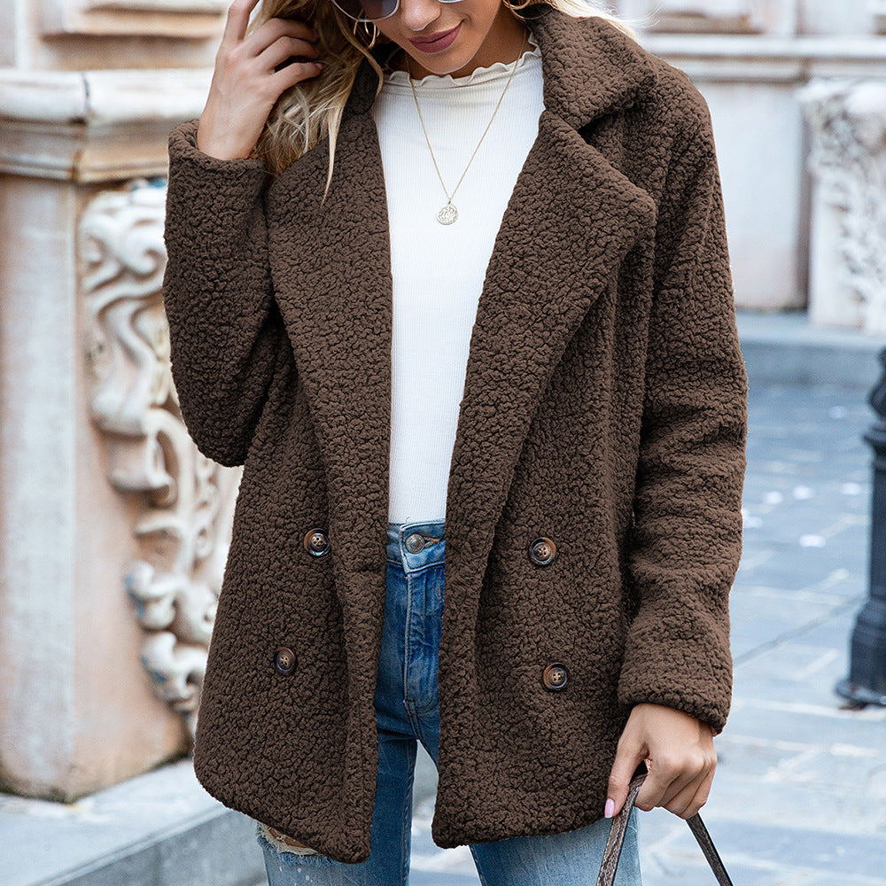 RÄUMUNGSVERKAUF🔥 Lockerer Revers Winter Knopf Jacke Strickjacke Flauschiger Mantel - 51% RABATT